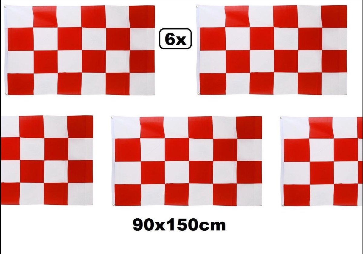 6x Vlag rood/wit 90cm x 150cm