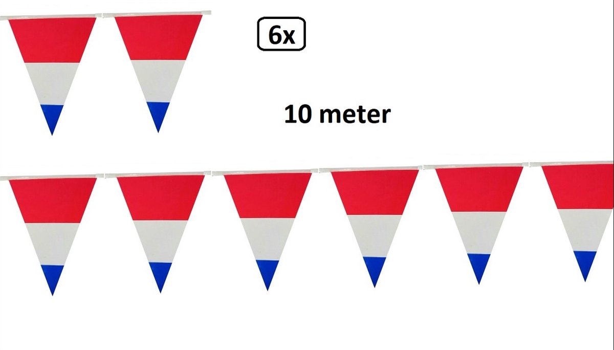 6x  lijn rood/wit/blauw - Nederland EK voetbal versiering Holland