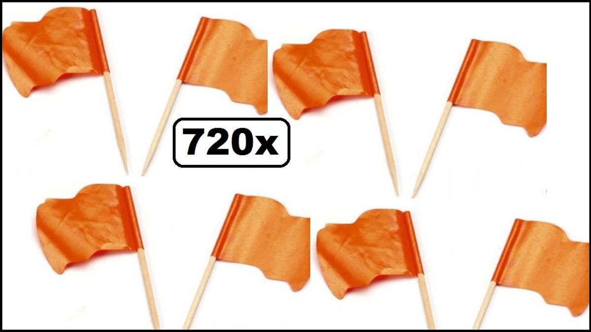 720x Cocktailprikkers oranje vlag wapperend