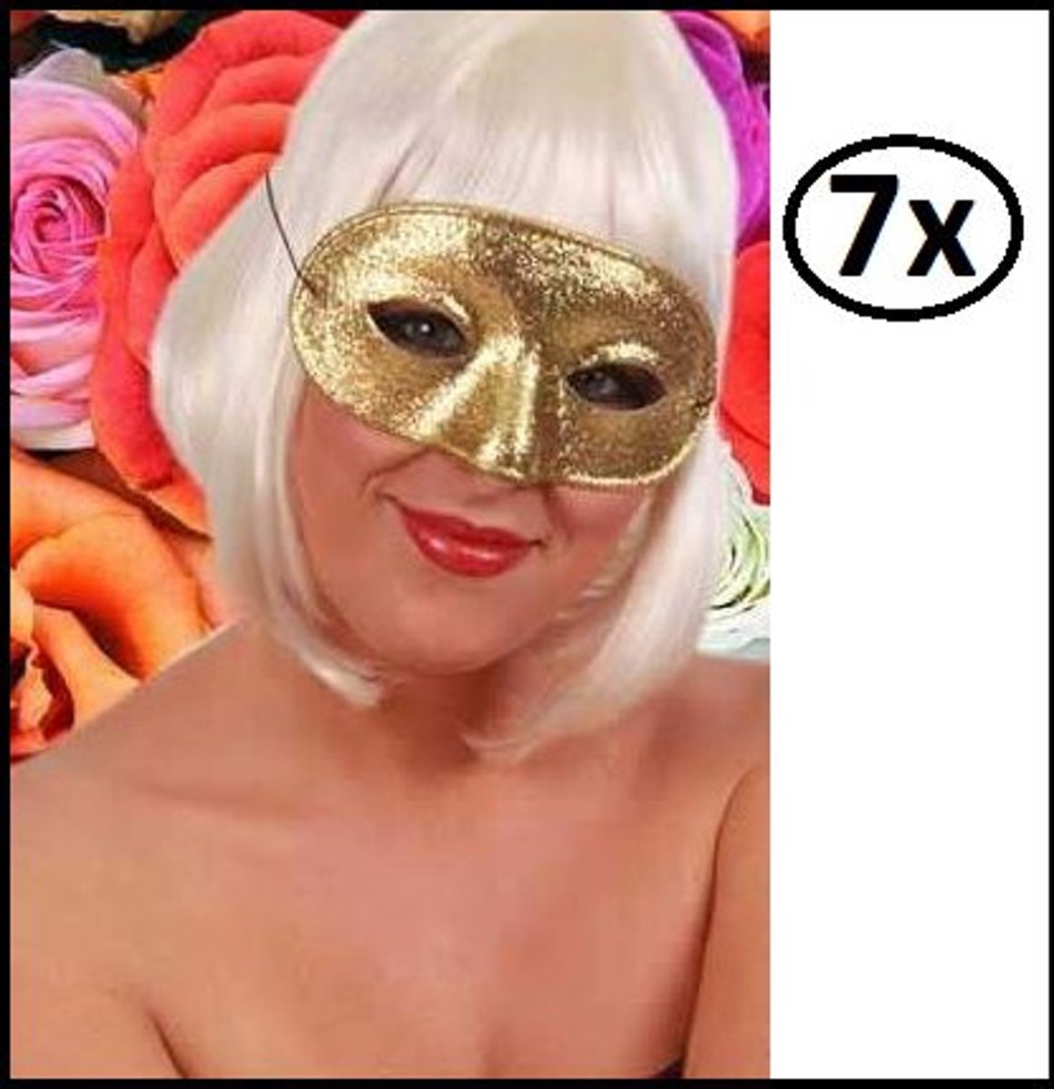 7x Oogmasker domino glittergoud