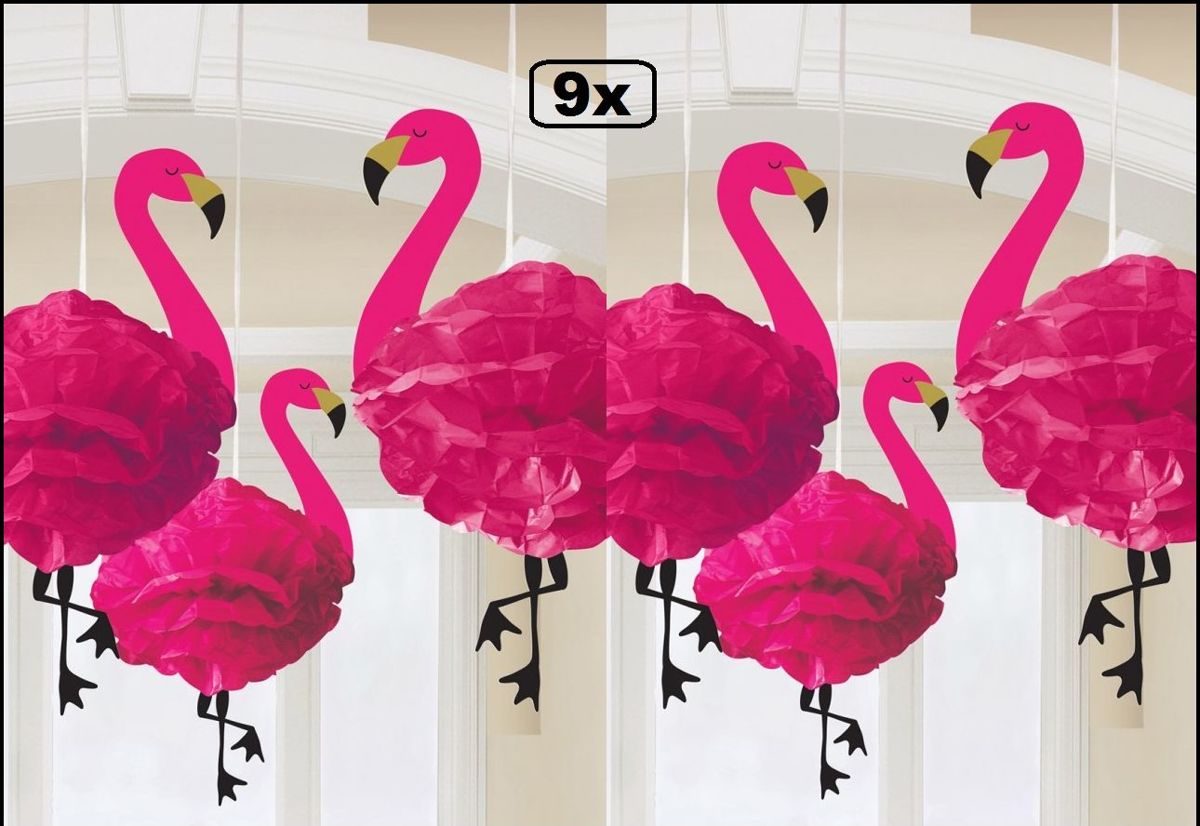 9x Flamingo Hang decoratie 49 cm