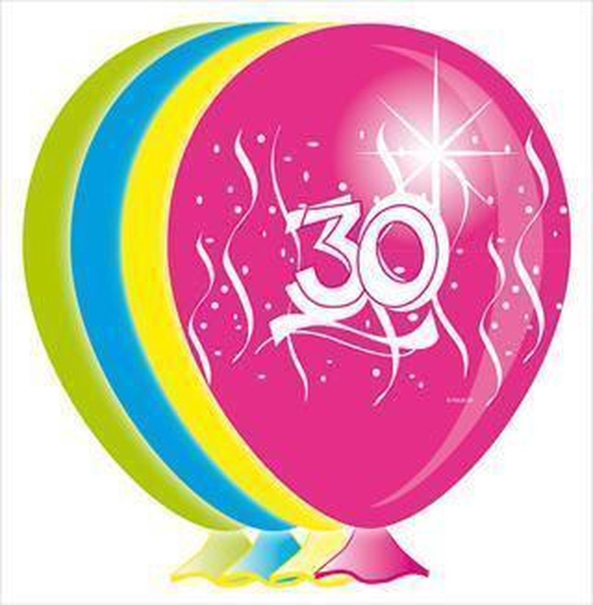 Ballonnen 30 jaar swirl 8 stuks