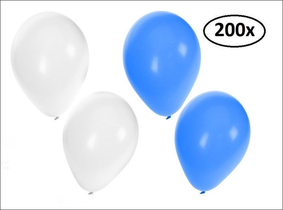 Ballonnen helium 200x blauw en wit