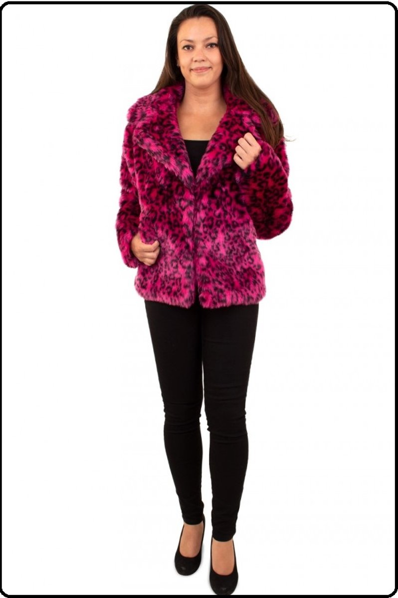 Bontjas roze/pink panter mt.L/XL - carnaval winter optocht thema feest dieren