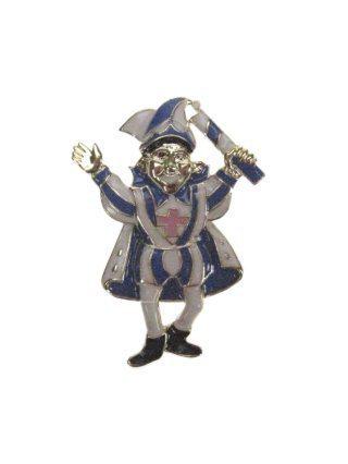 Broche prins carnaval blauw/wit mt. 6 cm