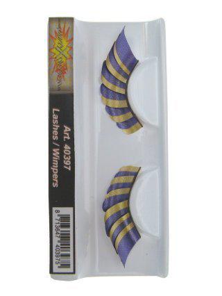 Nepwimpers goud kunststof paars gestreept