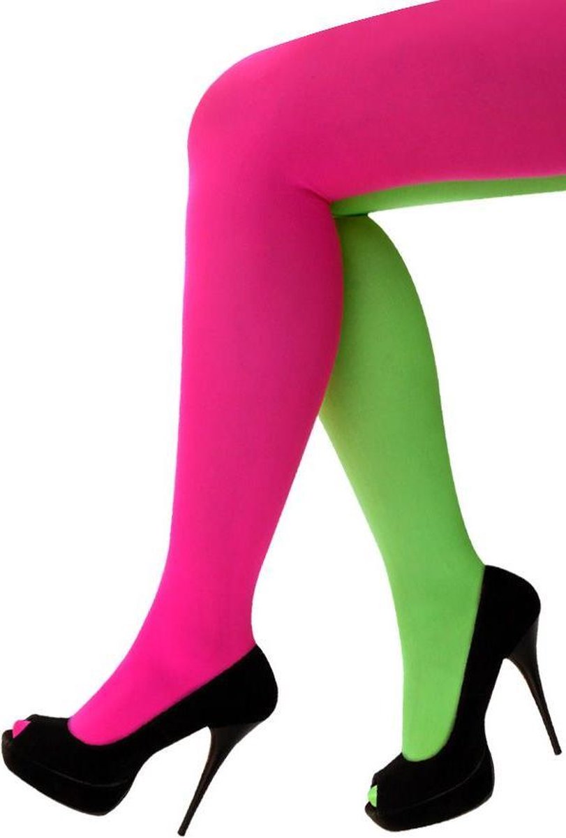 Panty fluor pink-groen fluor one size.