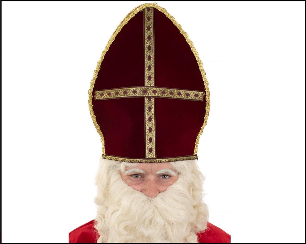 Sinterklaas mijter stof donker rood - Sinterklaas feest Piet en Sint mijter hoofddeksel