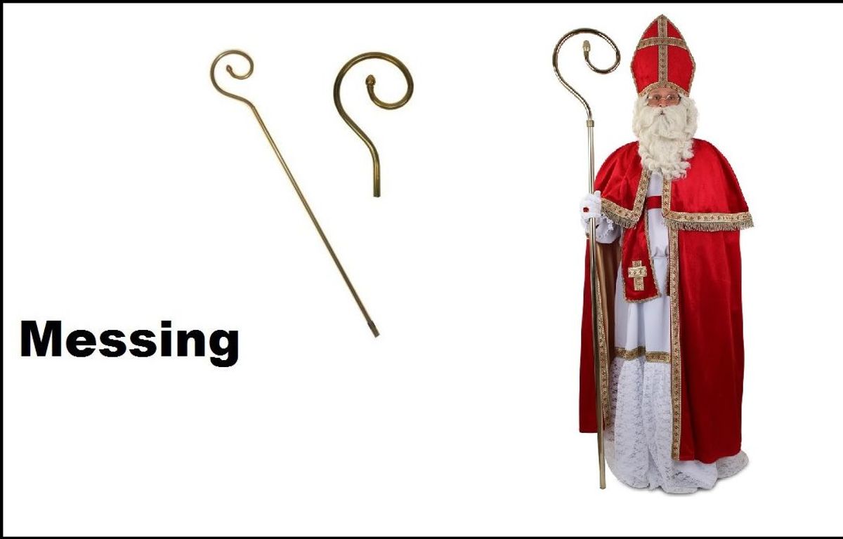 Sinterklaas staf 2 delig met knop messing