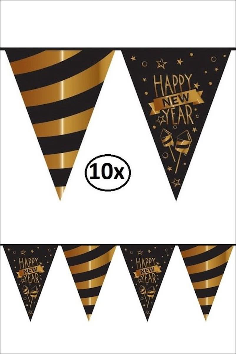 10x Luxe Vlaggenlijn HAPPY NEW YEAR 10 mtr