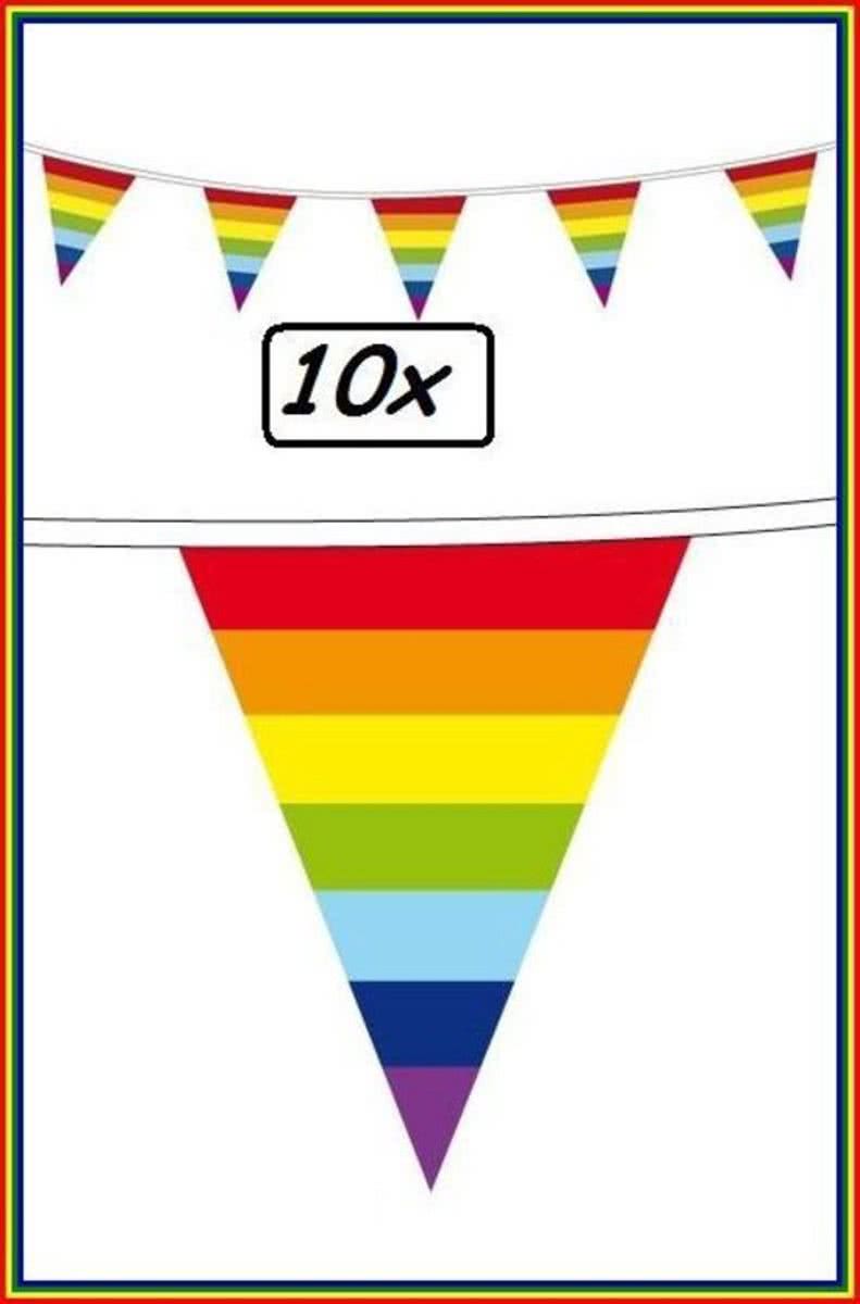 10x Vlaggenlijn Regenboog 10 meter