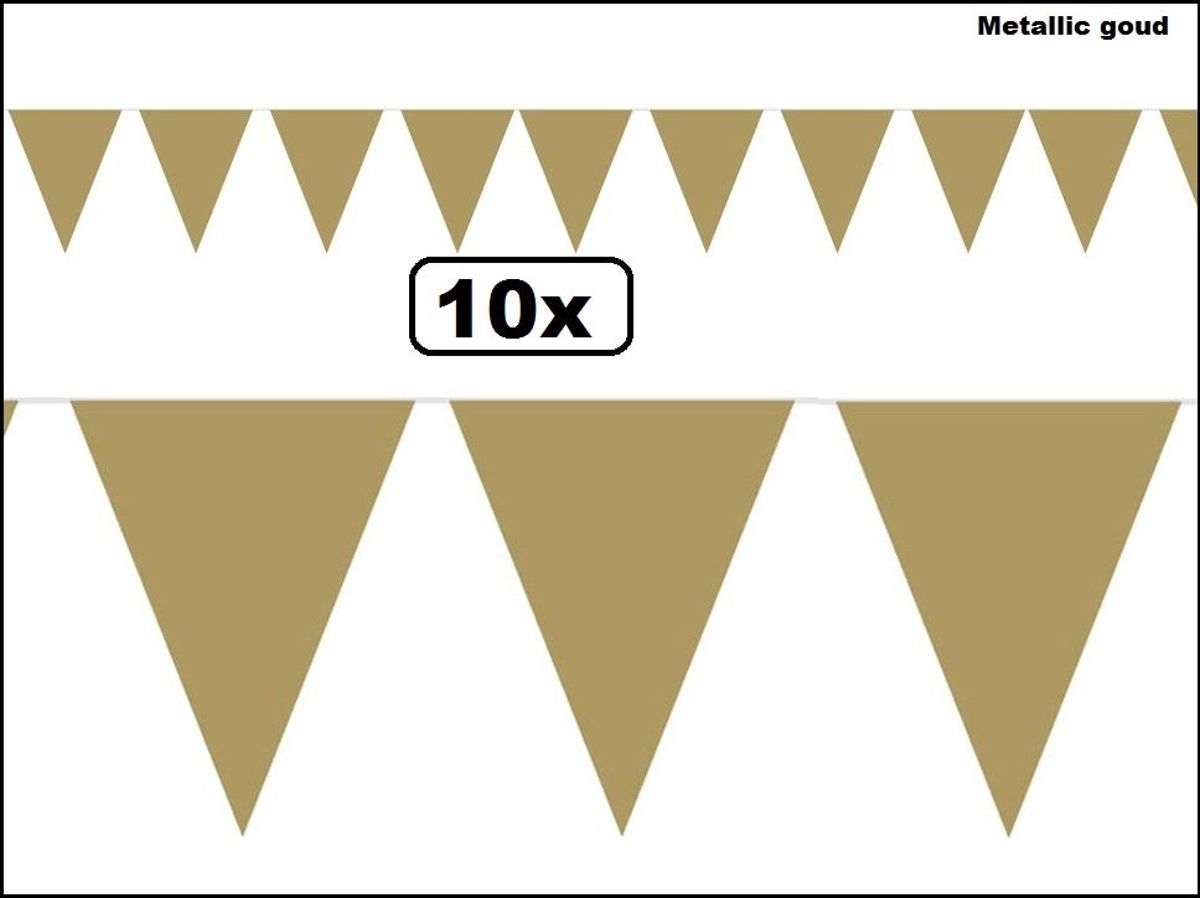 10x vlaggenlijn goud metallic 10 meter