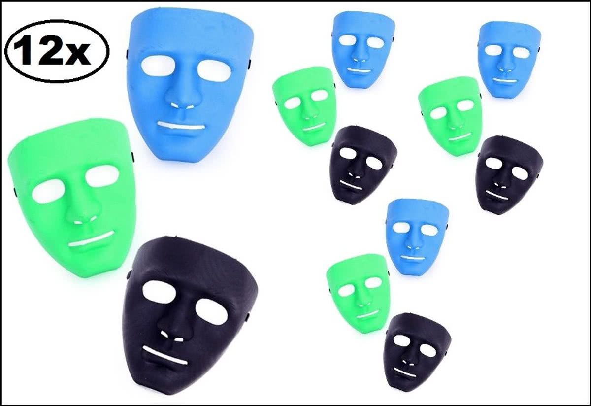 12x Masker gezicht 3 assortie