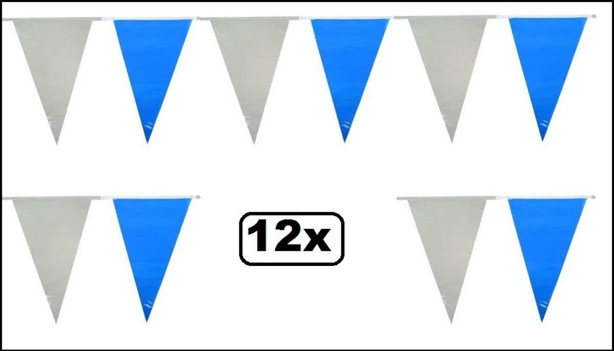 12x Vlaggenlijn blauw/wit 10 meter