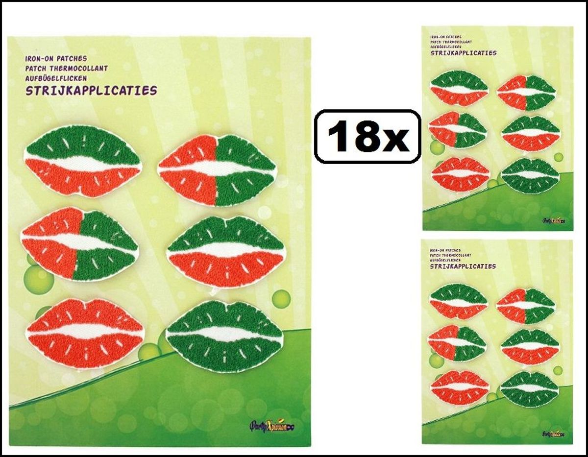 18x Applicaties Kusmondjes oranje-groen