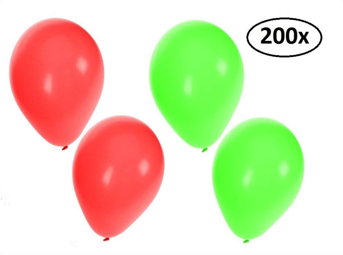 200x Ballonnen rood en groen