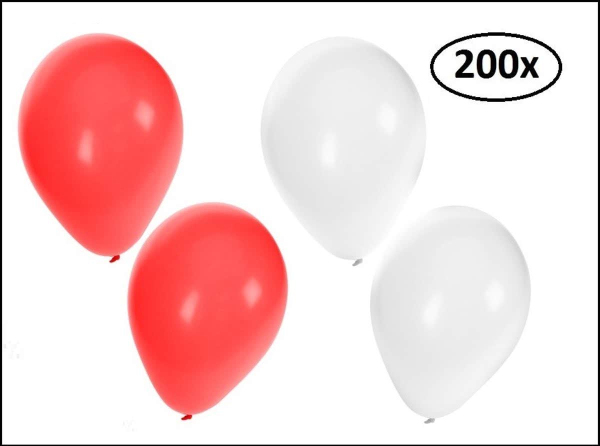 200x Ballonnen rood en wit