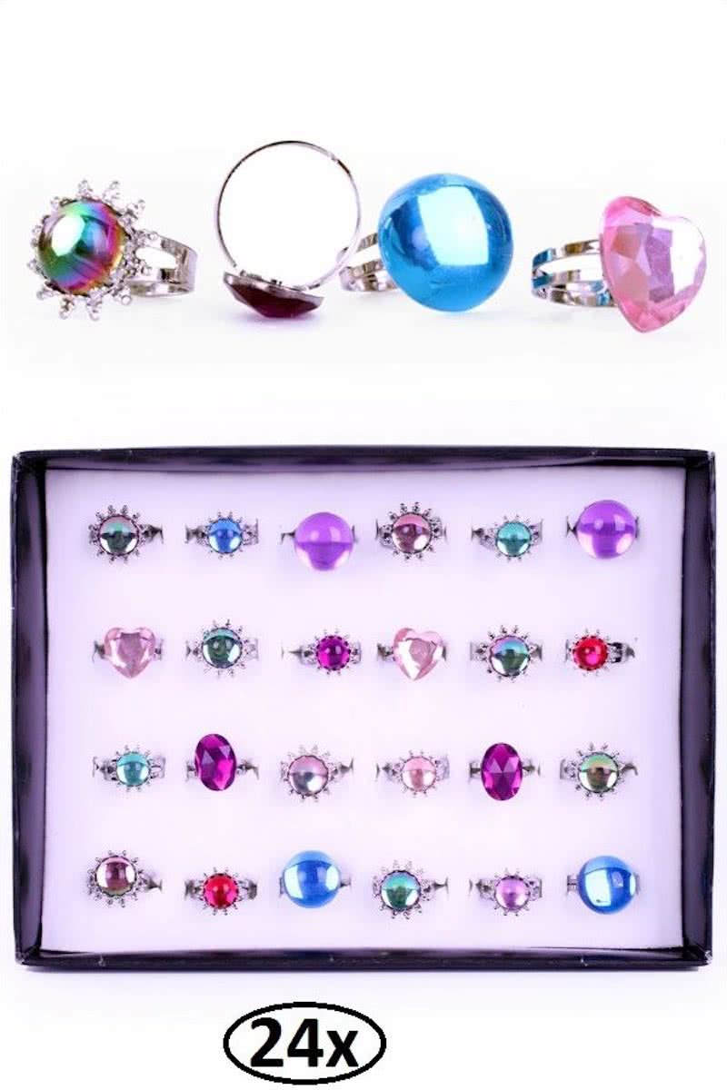 24x Ring diamant assortie kleuren