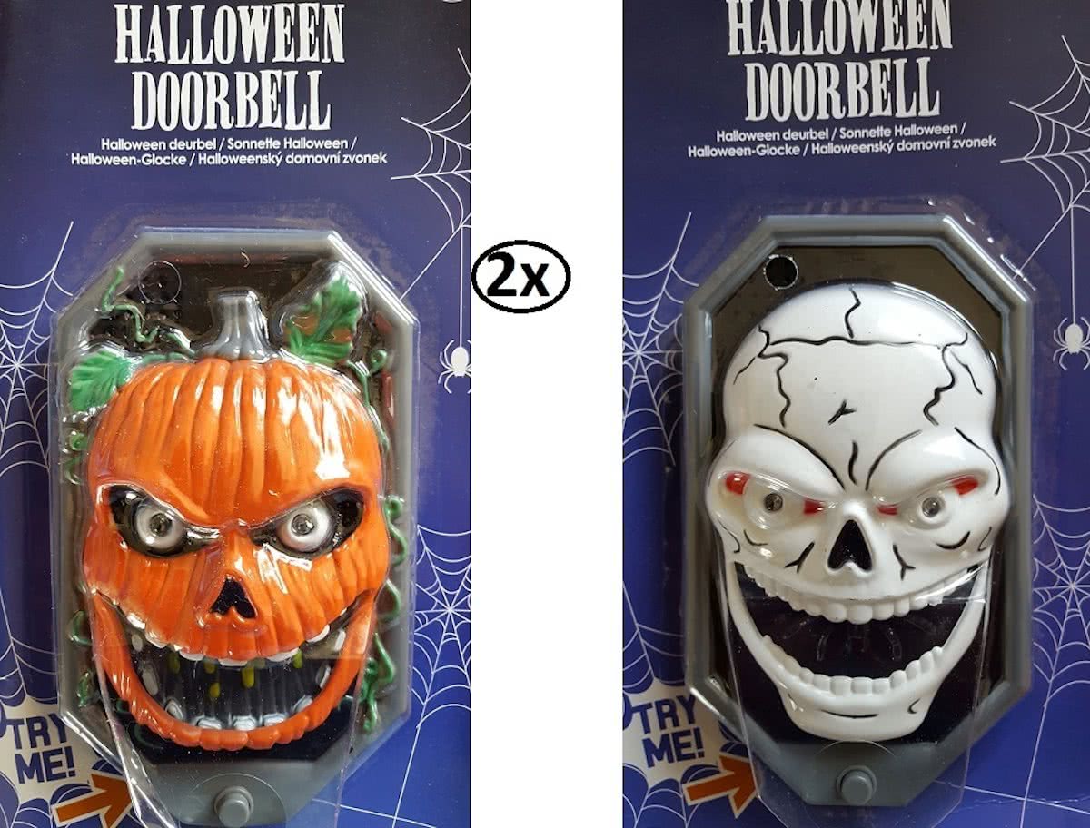 2x Halloween Griezel deurbel assortie