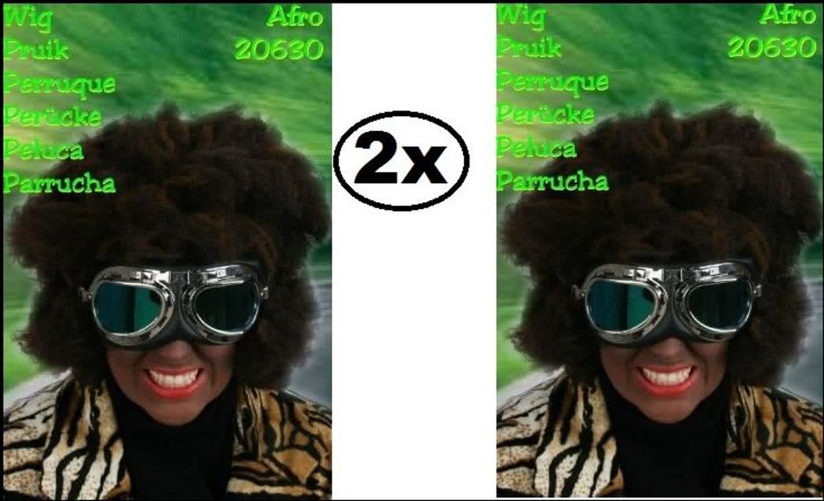 2x Pruik trendy afro zwart