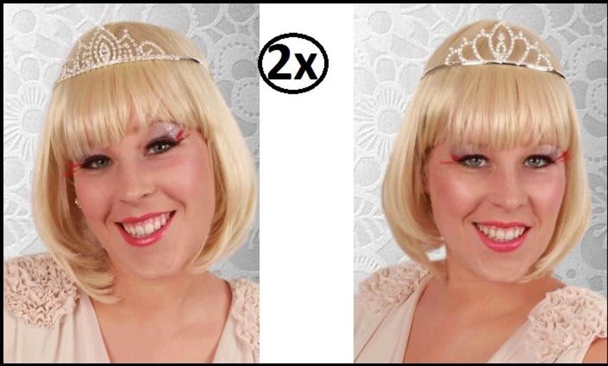 2x Strass diadeem Caroline en Maxima