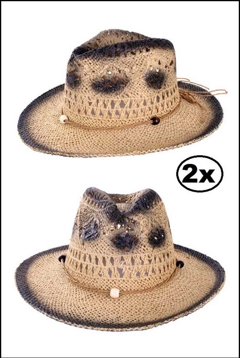 2x Zomerhoed cowgirl stro naturel