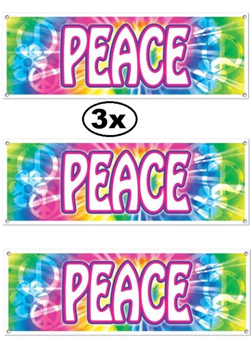 3x Banner PEACE weerbestendig 150x53 cm