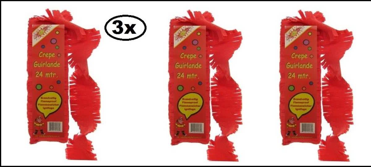 3x Crepe guirlande brandveilig rood 24m