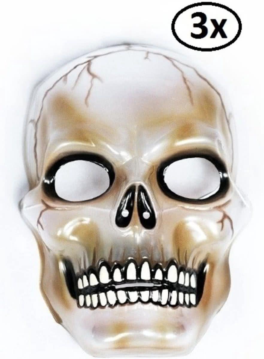 3x Halloween Masker transparant skull