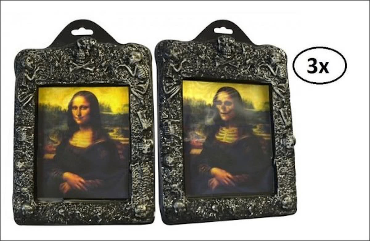 3x Halloween Schilderij Mona Lisa Scary 3D