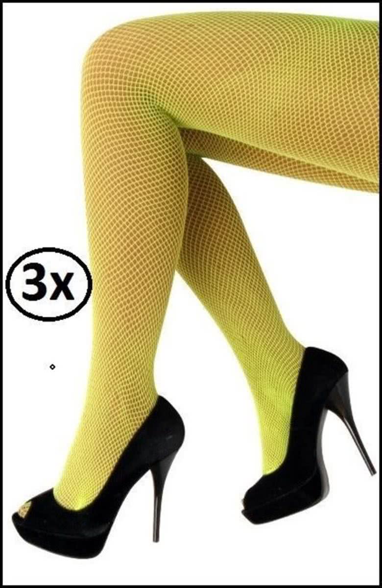 3x Netpanty fluo geel