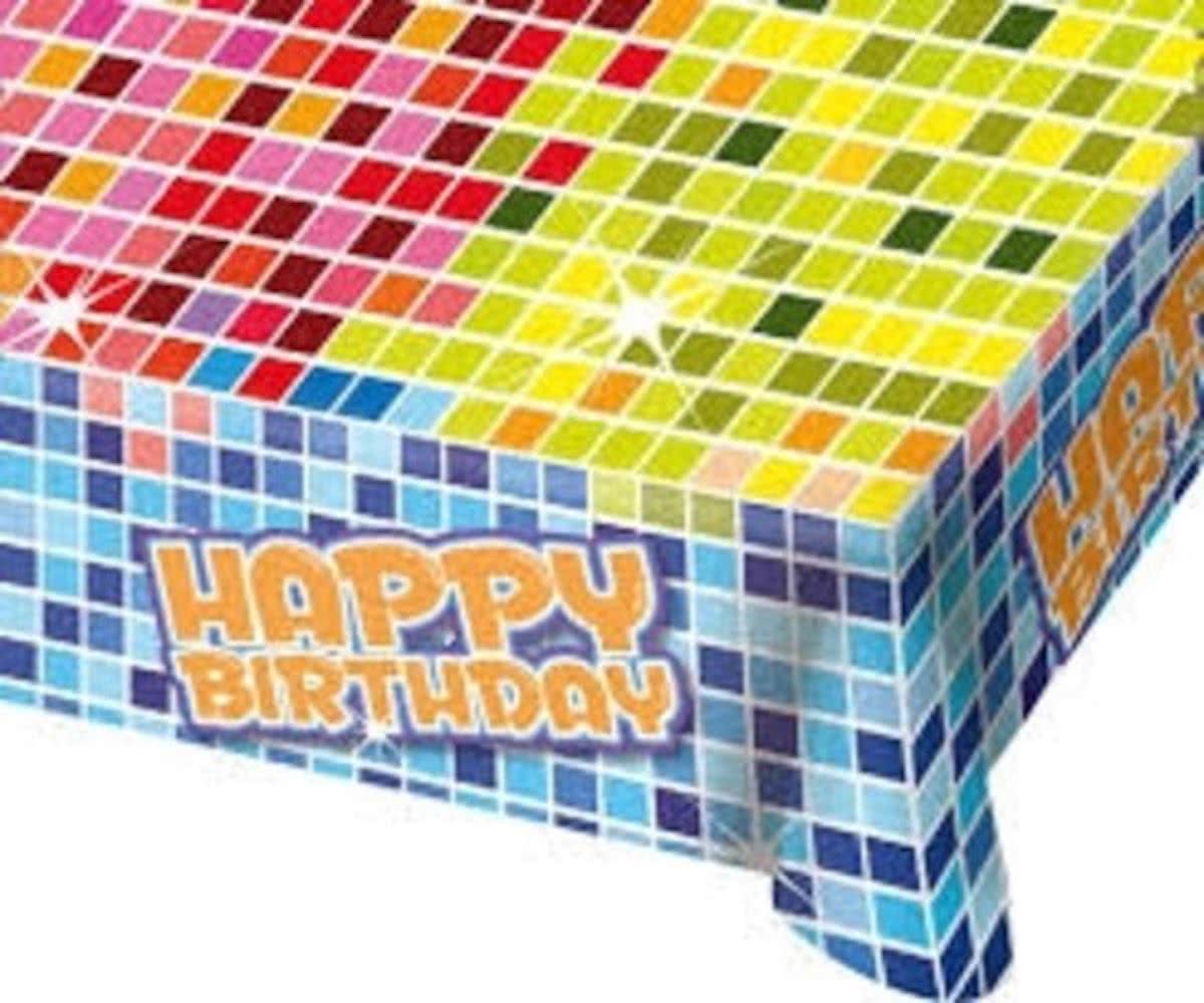 3x Tafelkleed Disco blocks Happy birthday