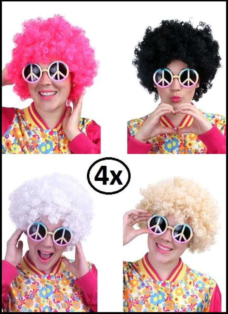 4x Hippie Afro pruik assortie