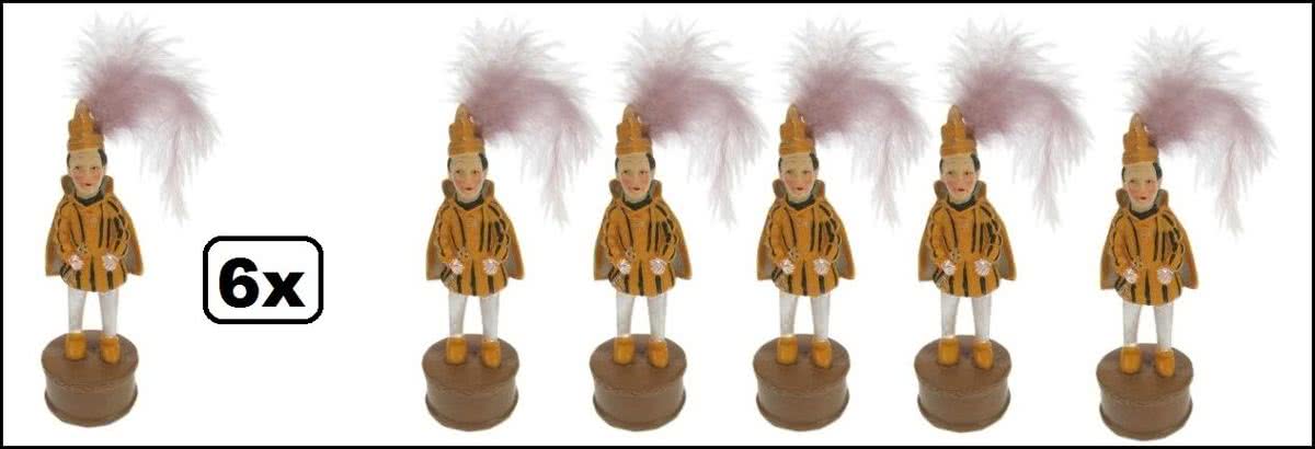 6x Beeldje prins Carnaval geel/zwart 16cm