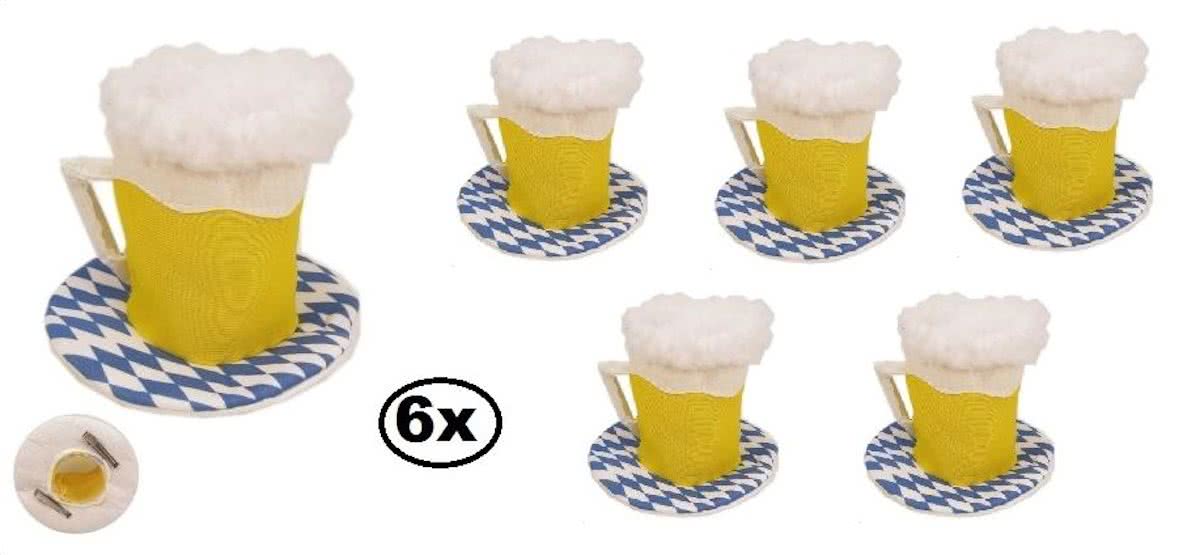 6x Bierhoedje met haarspeld