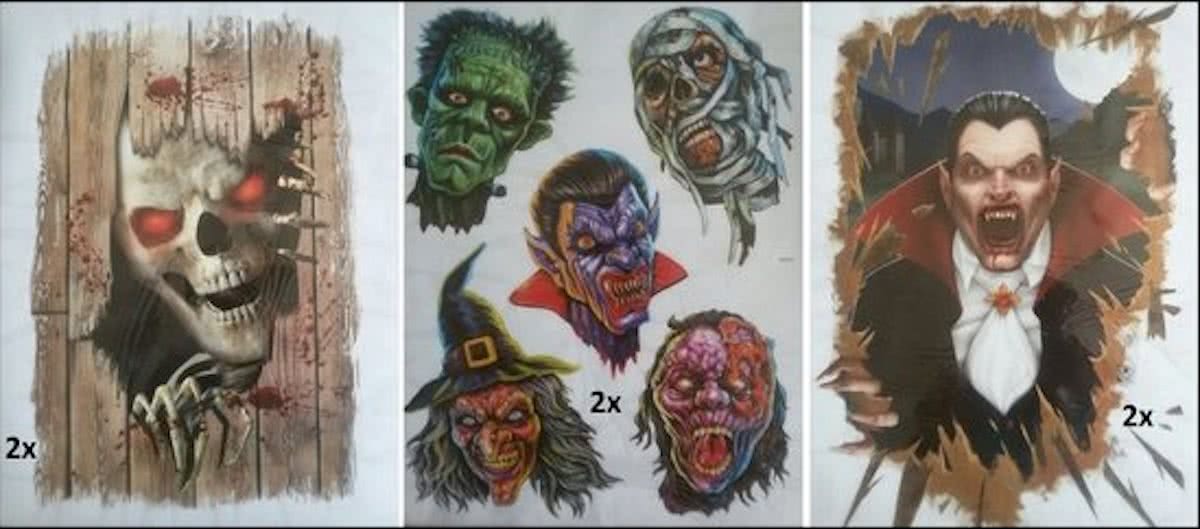 6x Halloween raamstickers Creepy