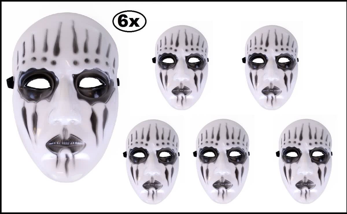 6x Masker hard plastic Mystery zwart wit