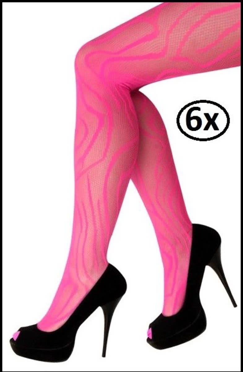 6x Netpanty pink met lijnen