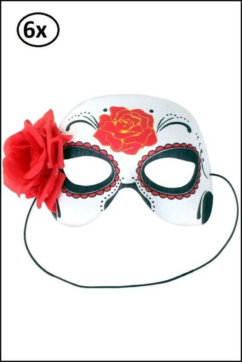 6x Oogmasker Day of the Dead met roos