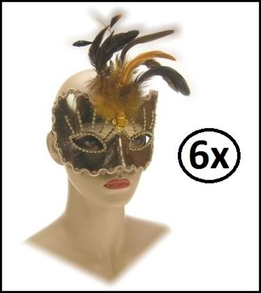 6x Oogmasker roma goud luxe