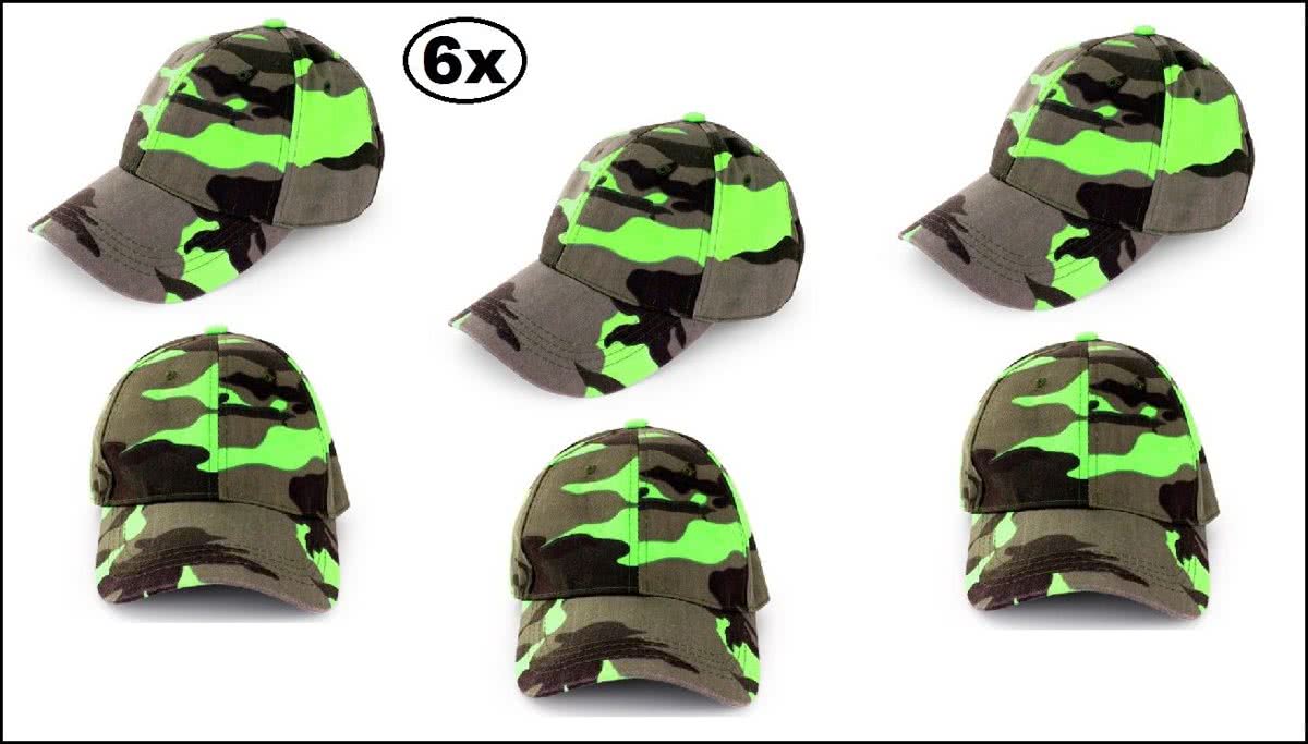 6x Pet camouflage neon groen