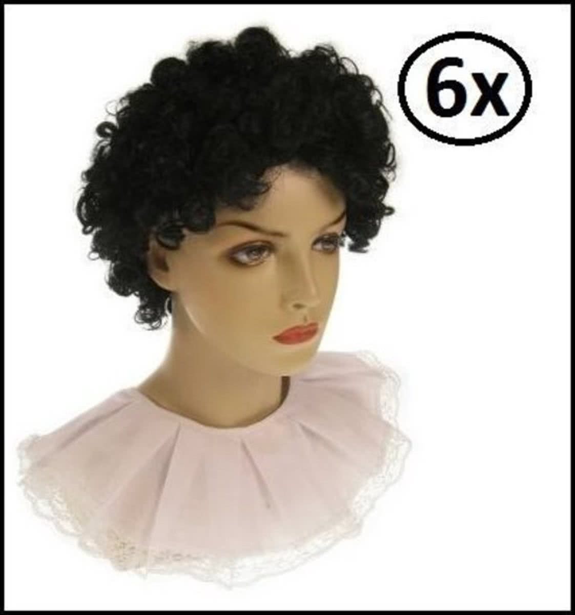 6x Piet kraag katoen met kant