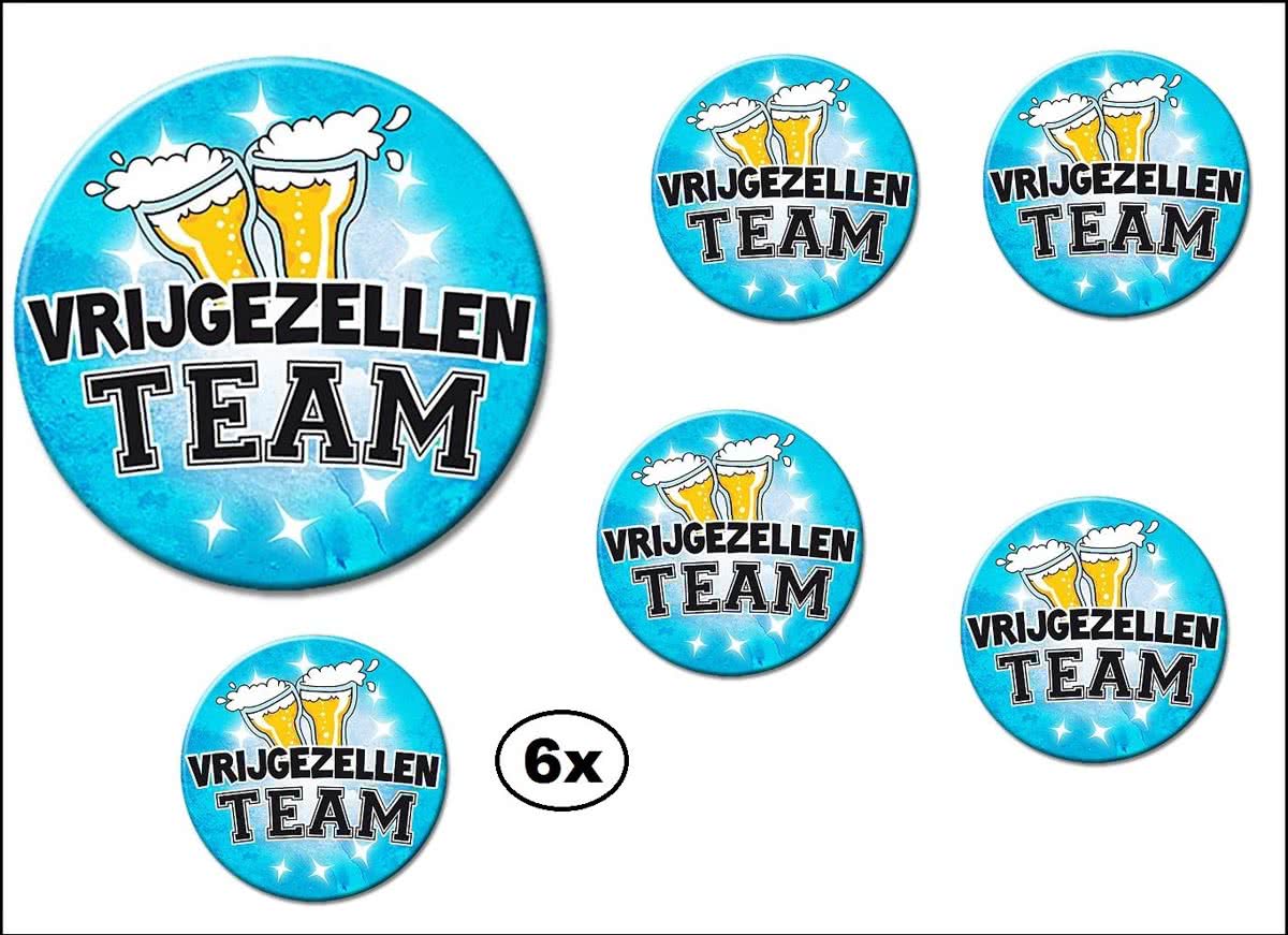 6x XL Button VRIJGEZELLEN TEAM man