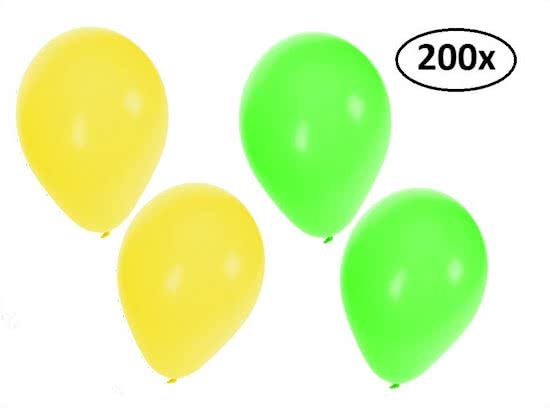 Ballonnen helium 200x groen en geel