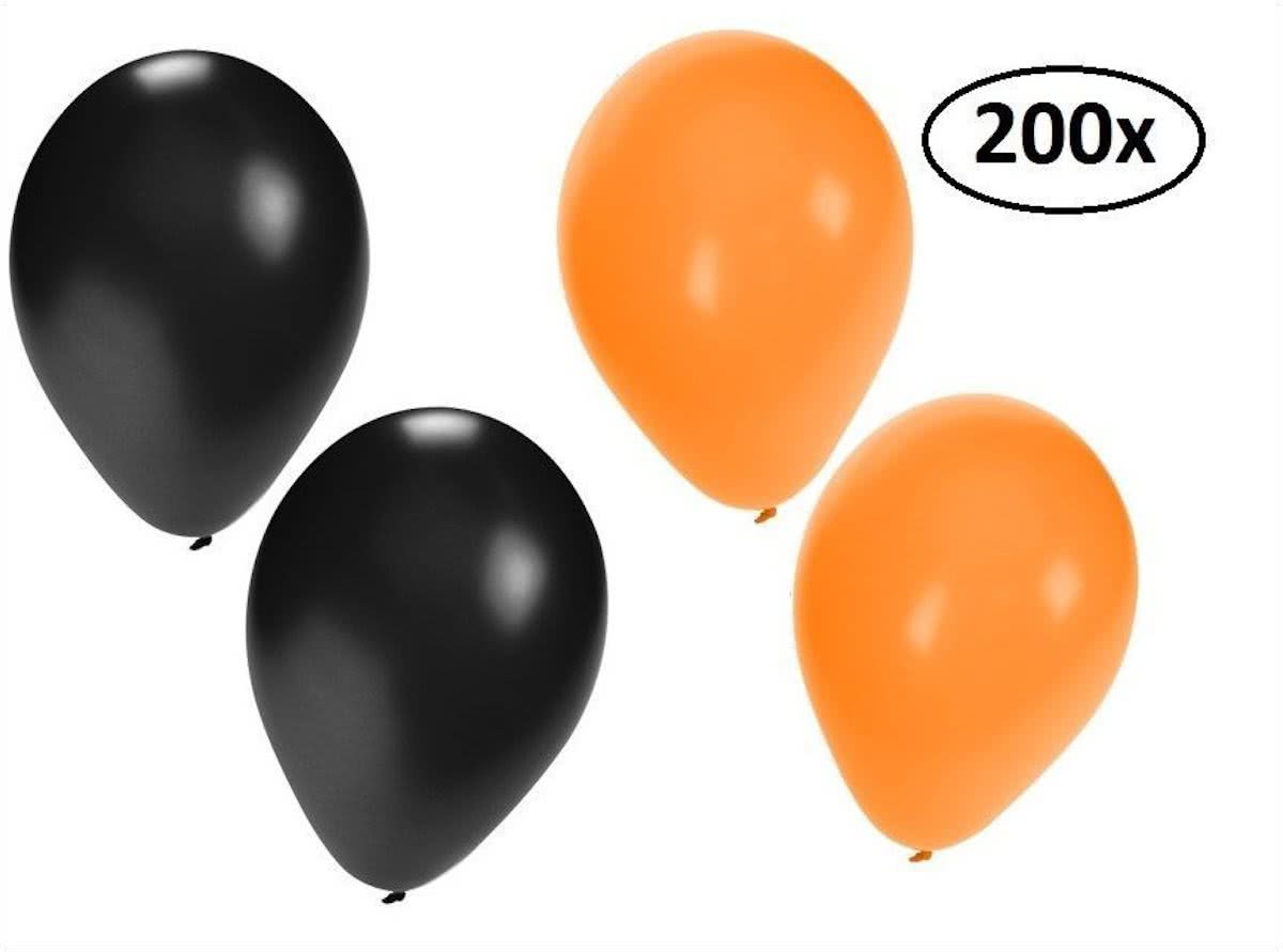 Halloween ballonnen helium 200x oranje en zwart