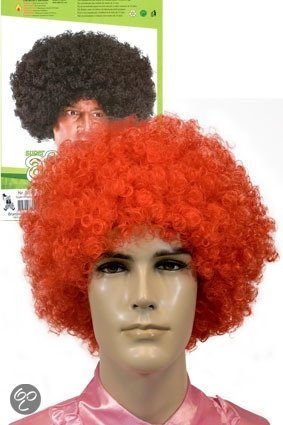 Pruik afro oranje