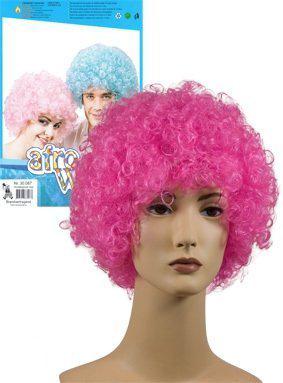 Pruik afro roze