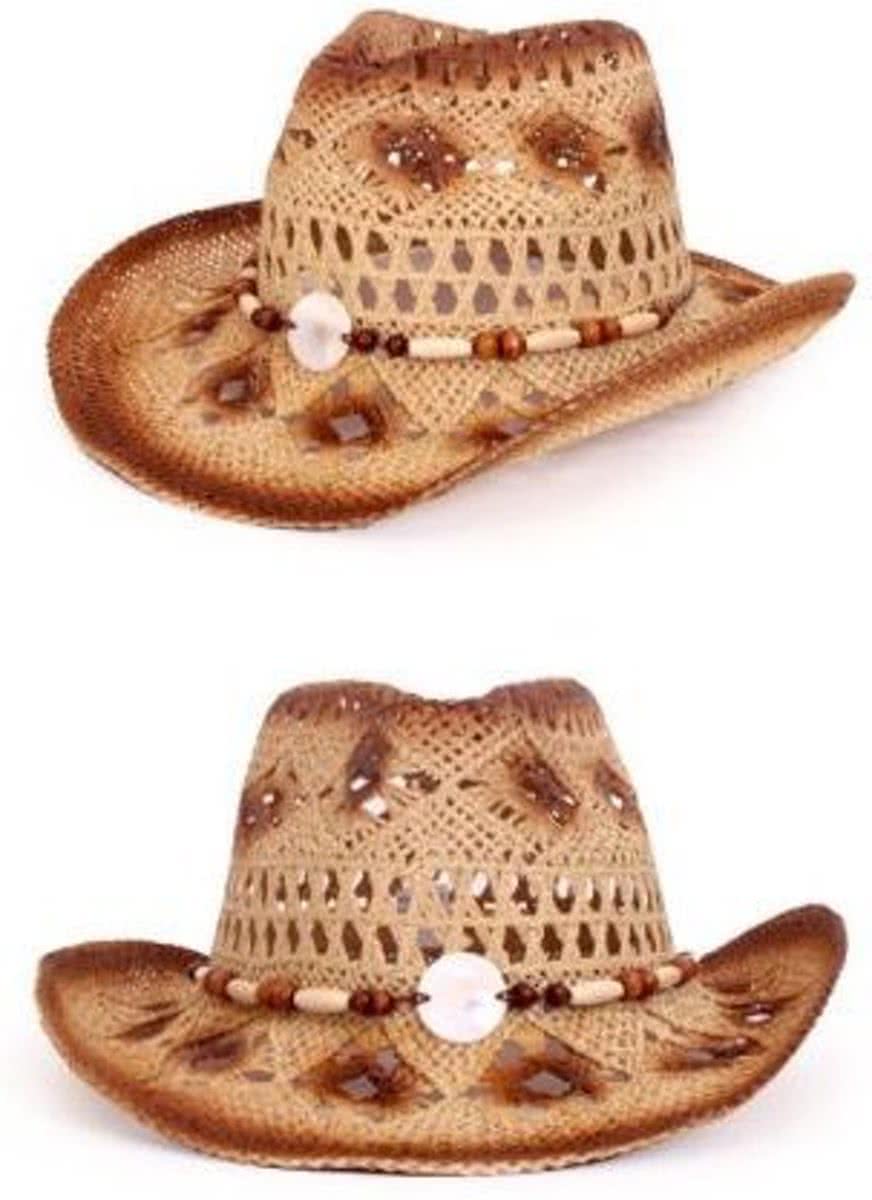 Stetson hoed crazy summer met decoratie naturel bruin