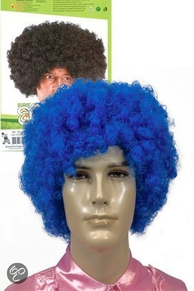 Super afro pruik felblauw