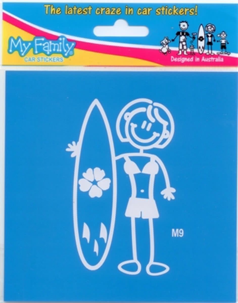 moeder met surfboard, sticker